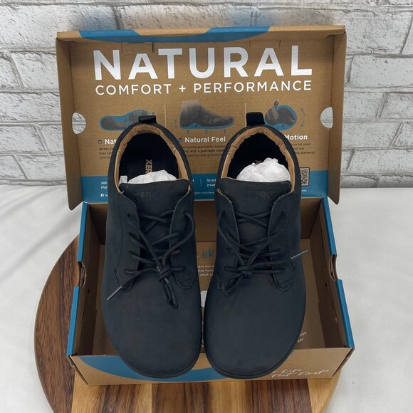 Xero Shoes Glenn Mens 8 Black Fullgrain Leather Shoes GLM-BLK New in Box (READ)